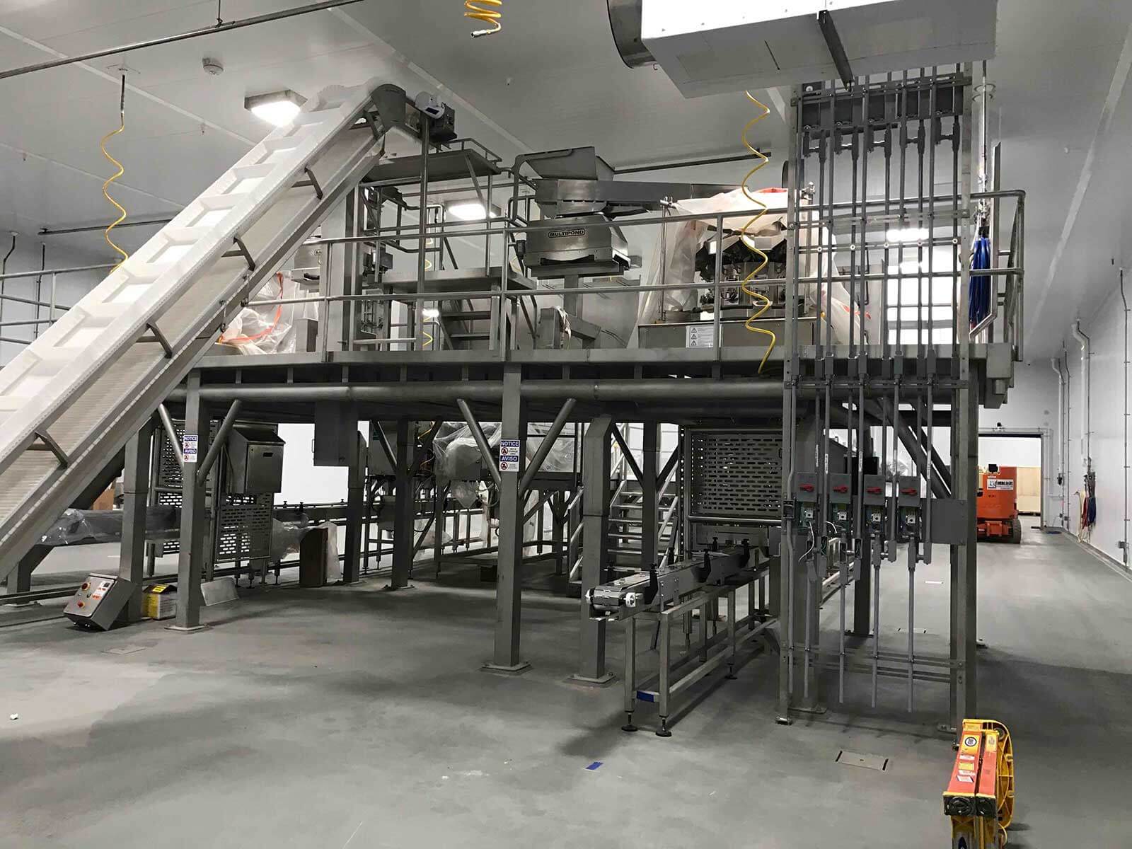 Food manufacturing facility with grey machinery