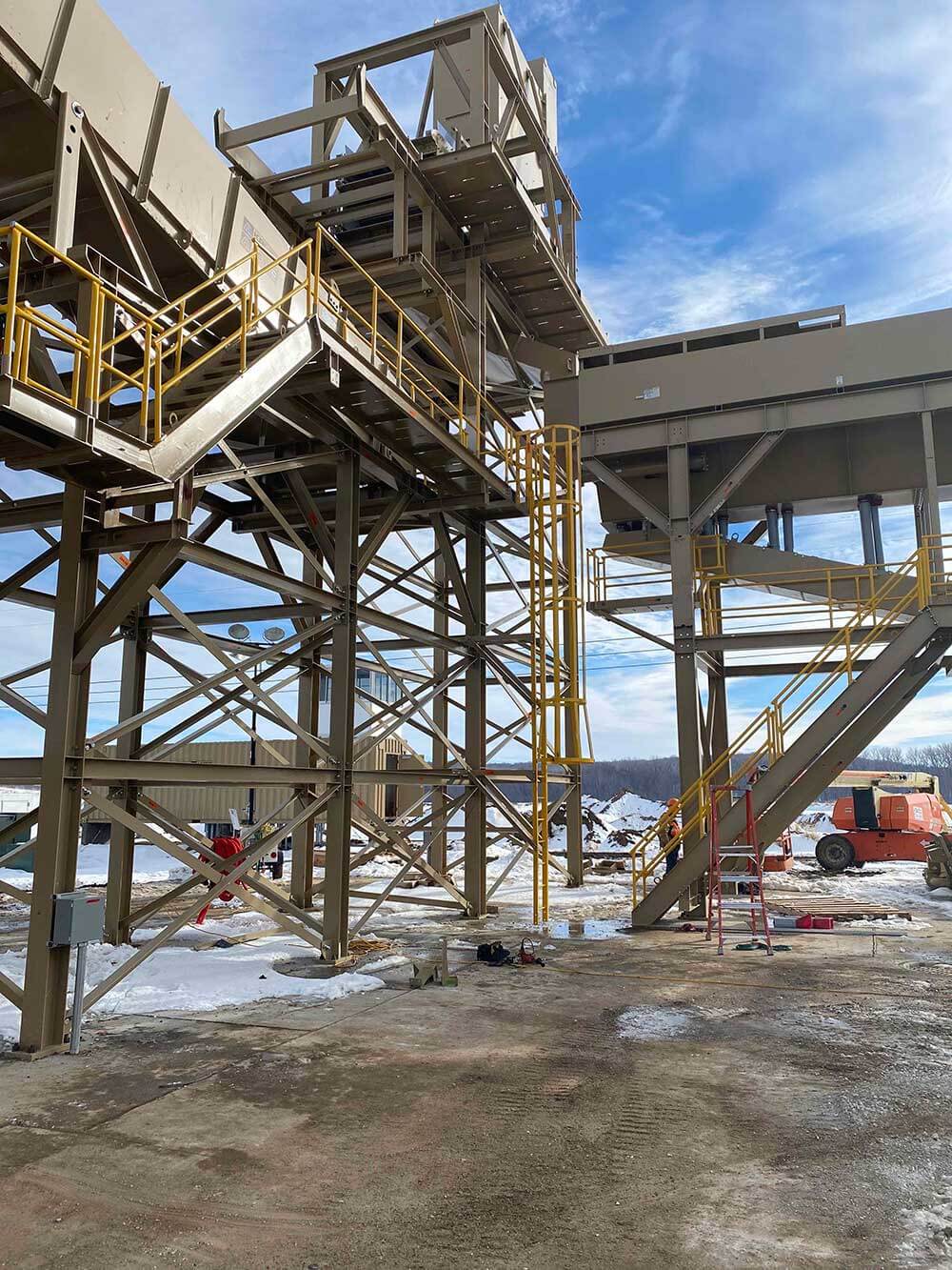Outside view of scaffolding for construction project